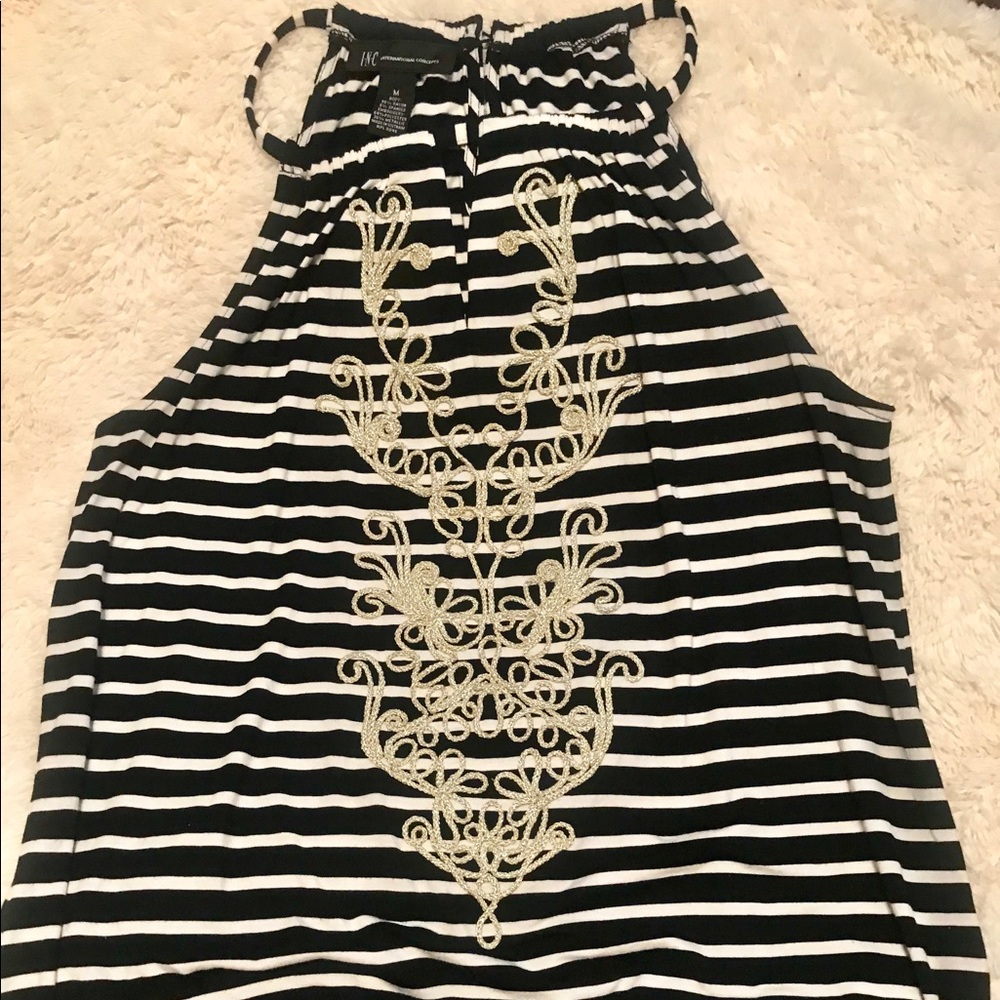 NWOT I•N•C Black & White Halter Top Size M